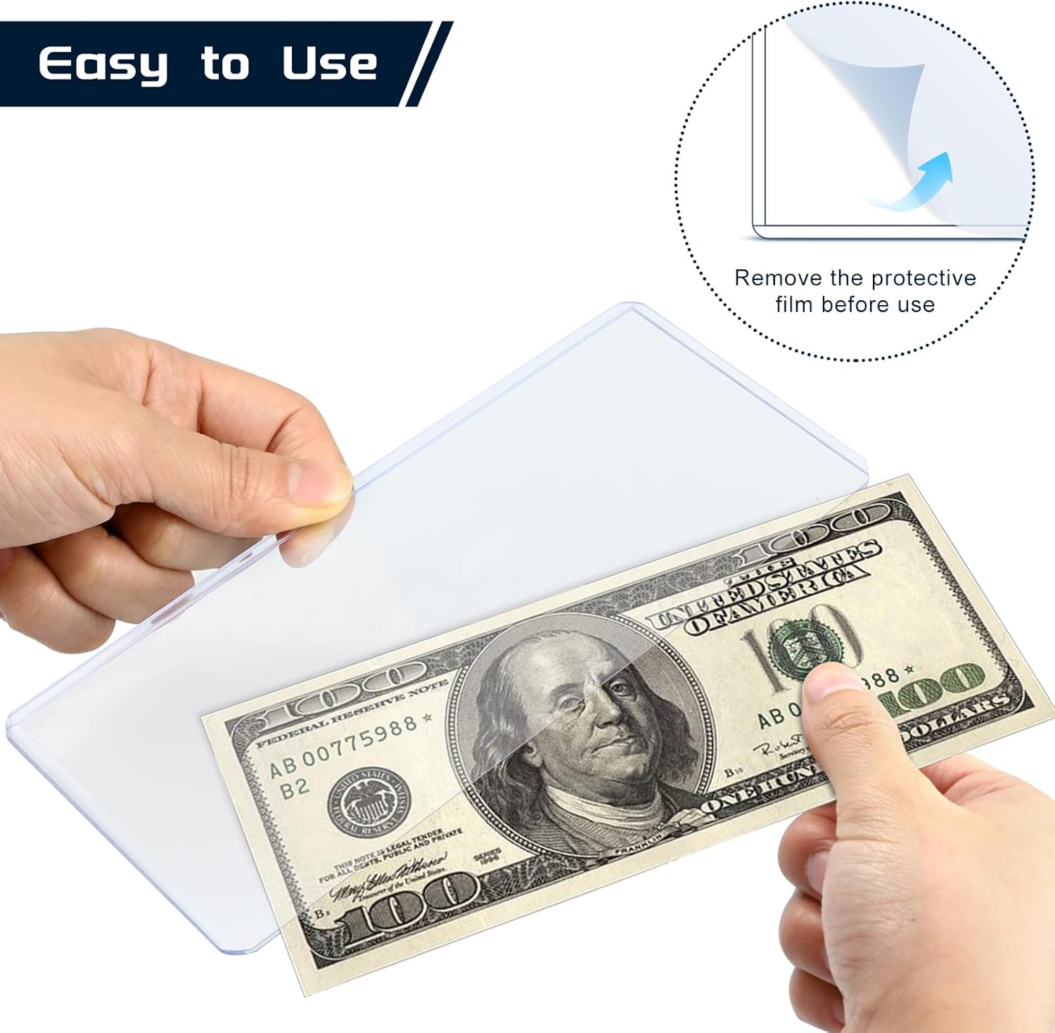 15 Pack Hard Plastic Clear Money Holders Dollar Bill Holders - Image 3