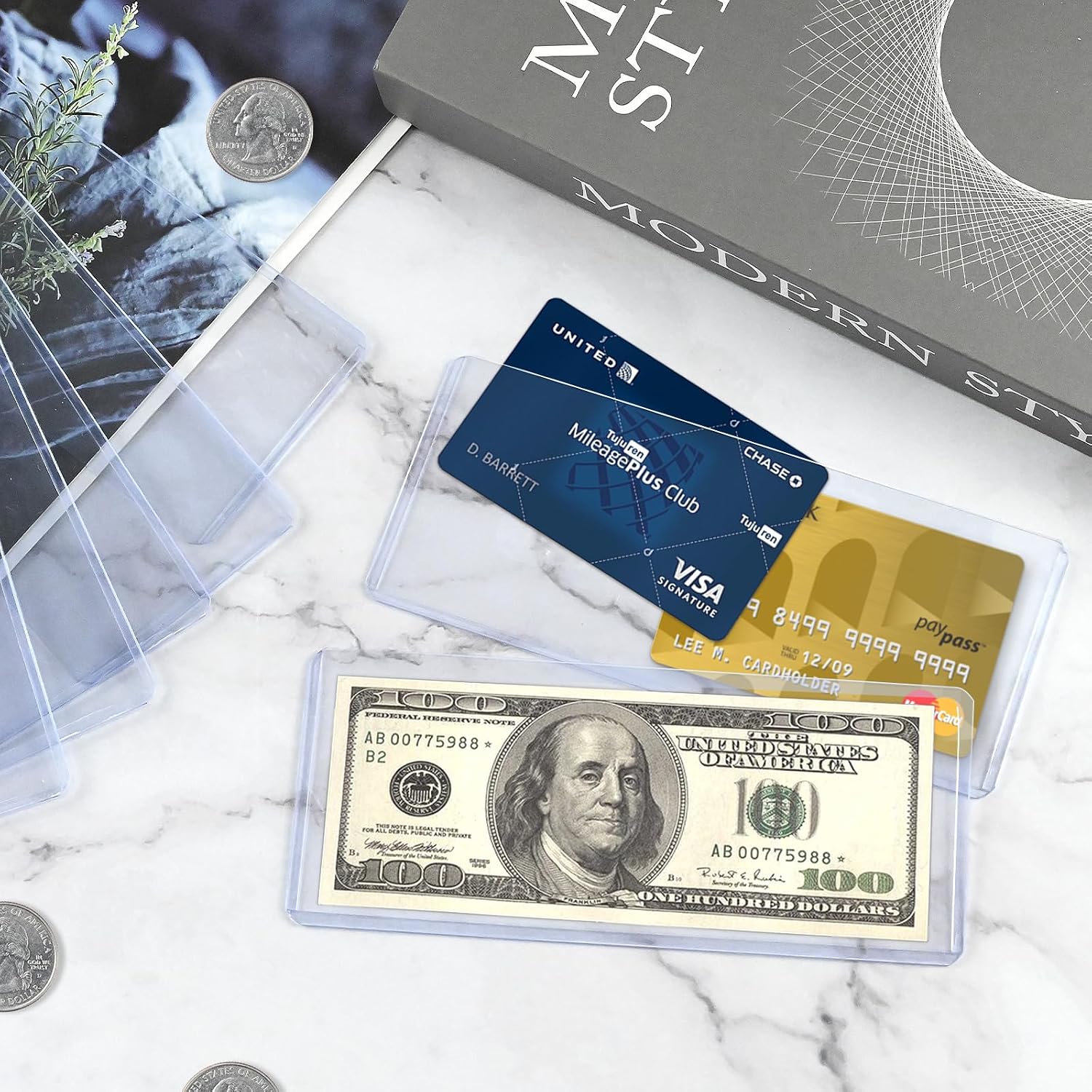 15 Pack Hard Plastic Clear Money Holders Dollar Bill Holders - Image 4