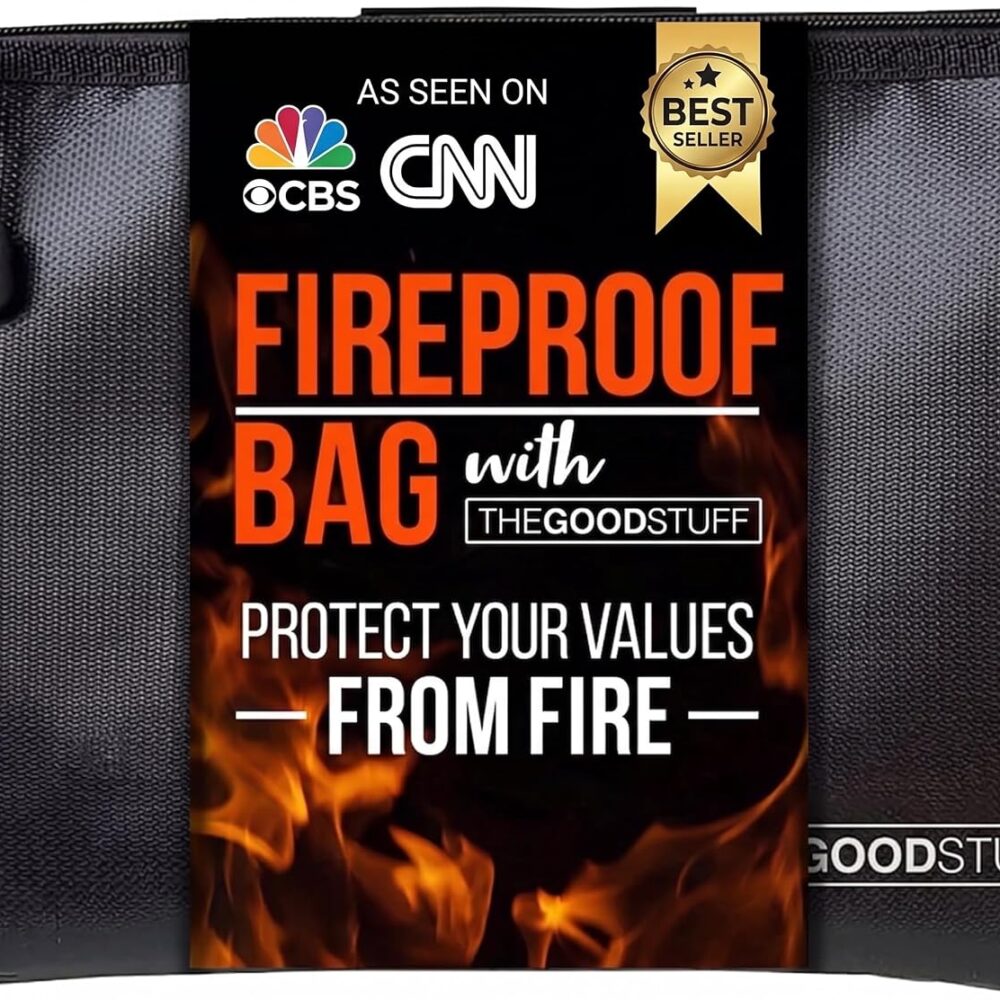 Fireproof Document Pouch (10"x13")- Protect Cash with a Fire Safe Money Bag