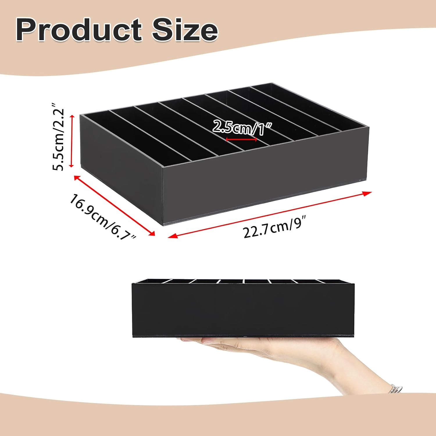 Hipiwe Cash Storage Tray Money Organizer with Removable Dividers, 8 Slots - Image 3