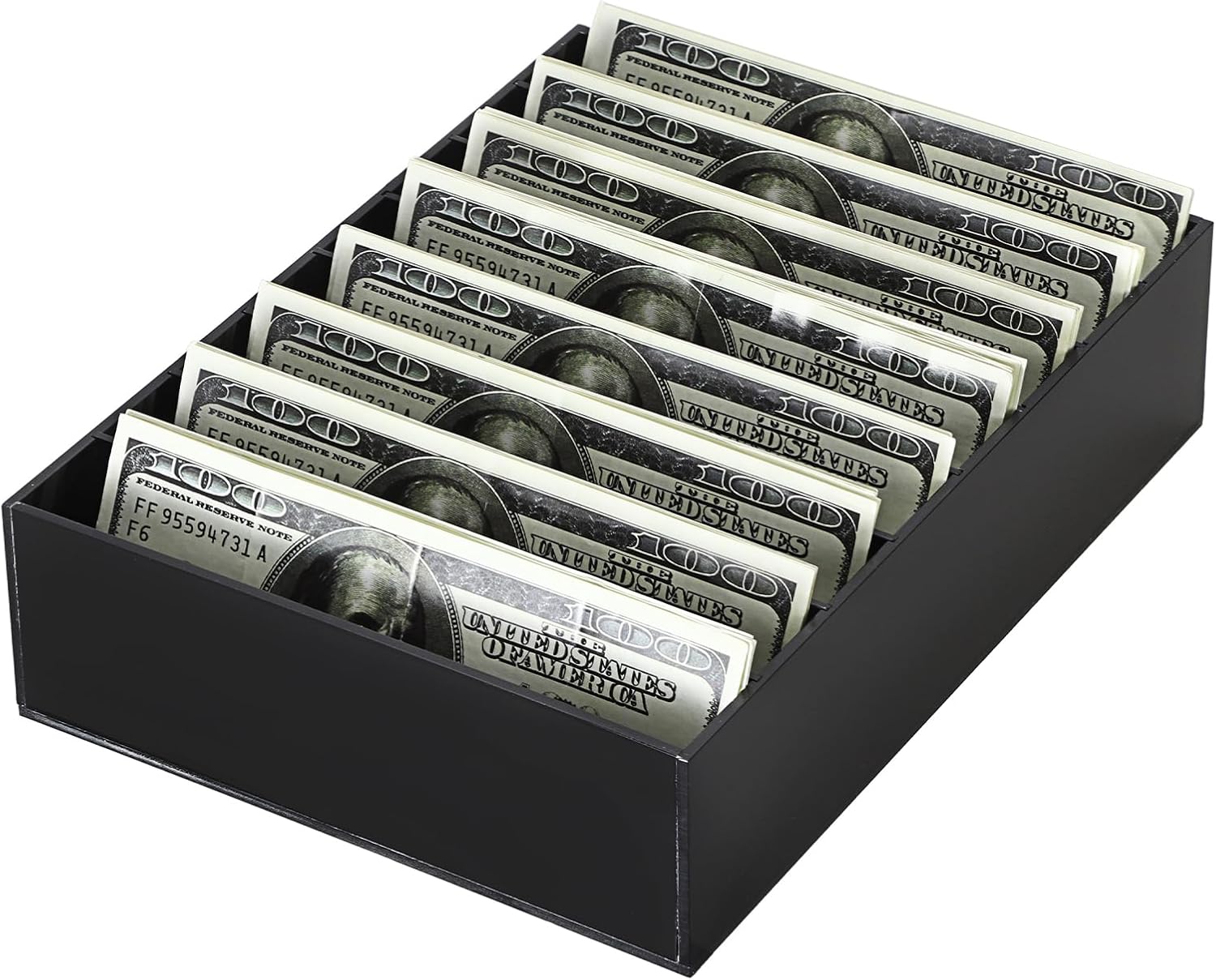 Hipiwe Cash Storage Tray Money Organizer with Removable Dividers, 8 Slots - Image 8