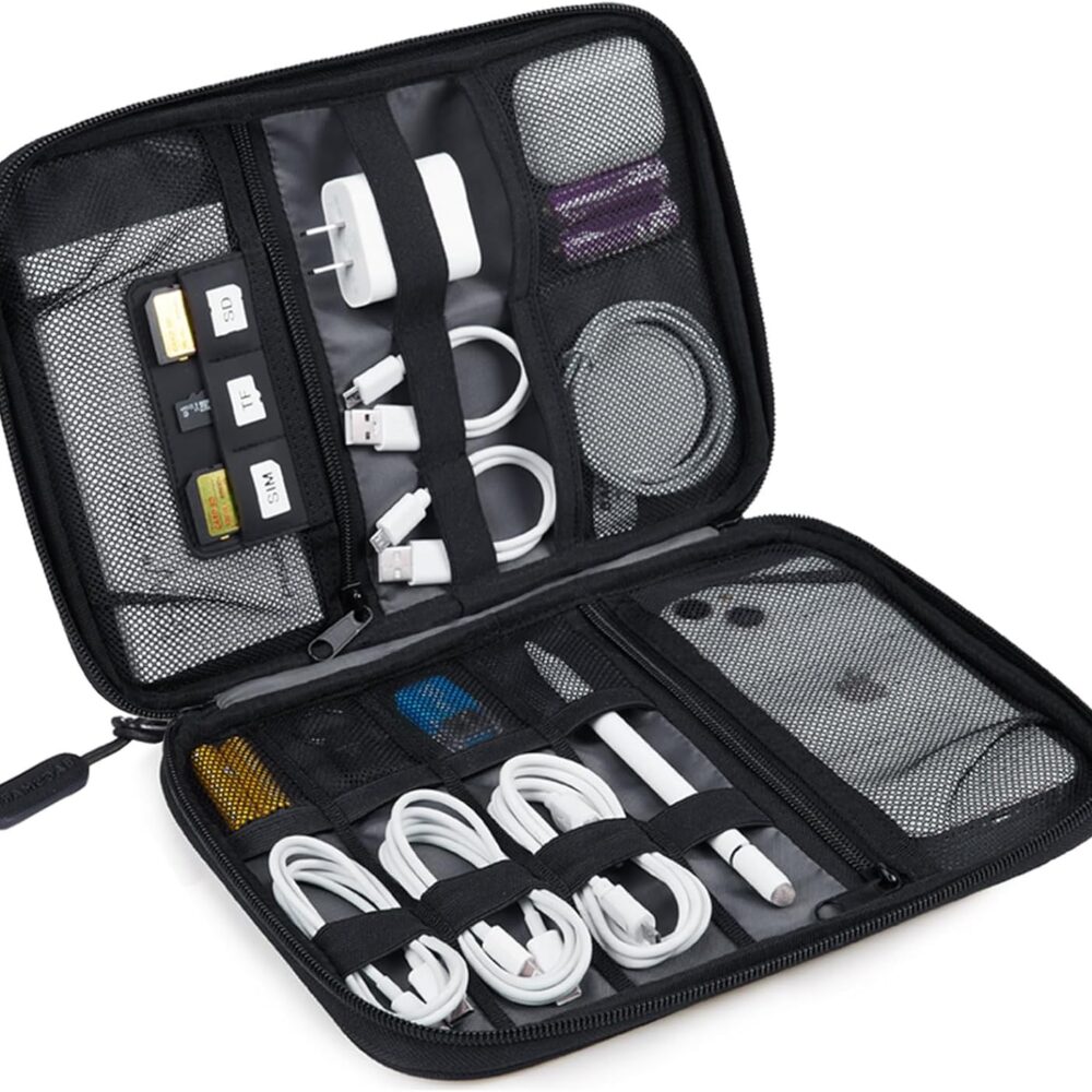 BAGSMART Large Electronic Organizer Travel Case for Tech Accessories, Black