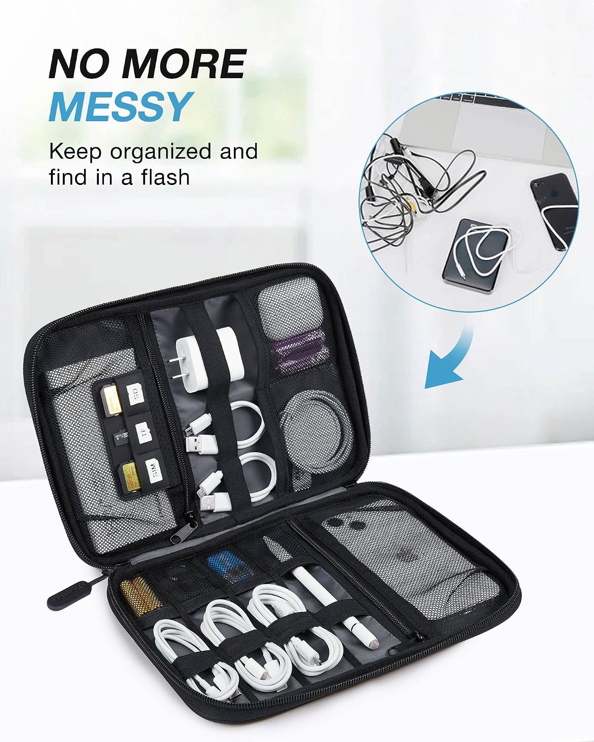 BAGSMART Large Electronic Organizer Travel Case for Tech Accessories, Black - Image 2