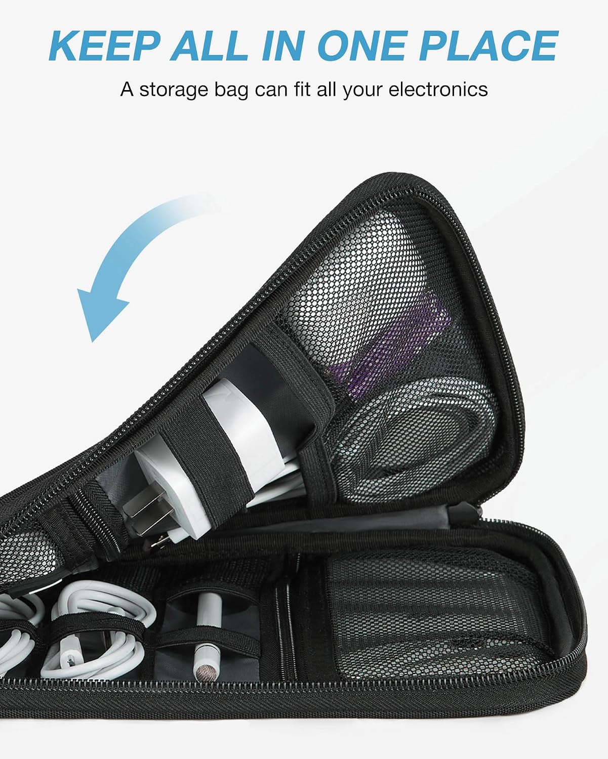 BAGSMART Large Electronic Organizer Travel Case for Tech Accessories, Black - Image 6