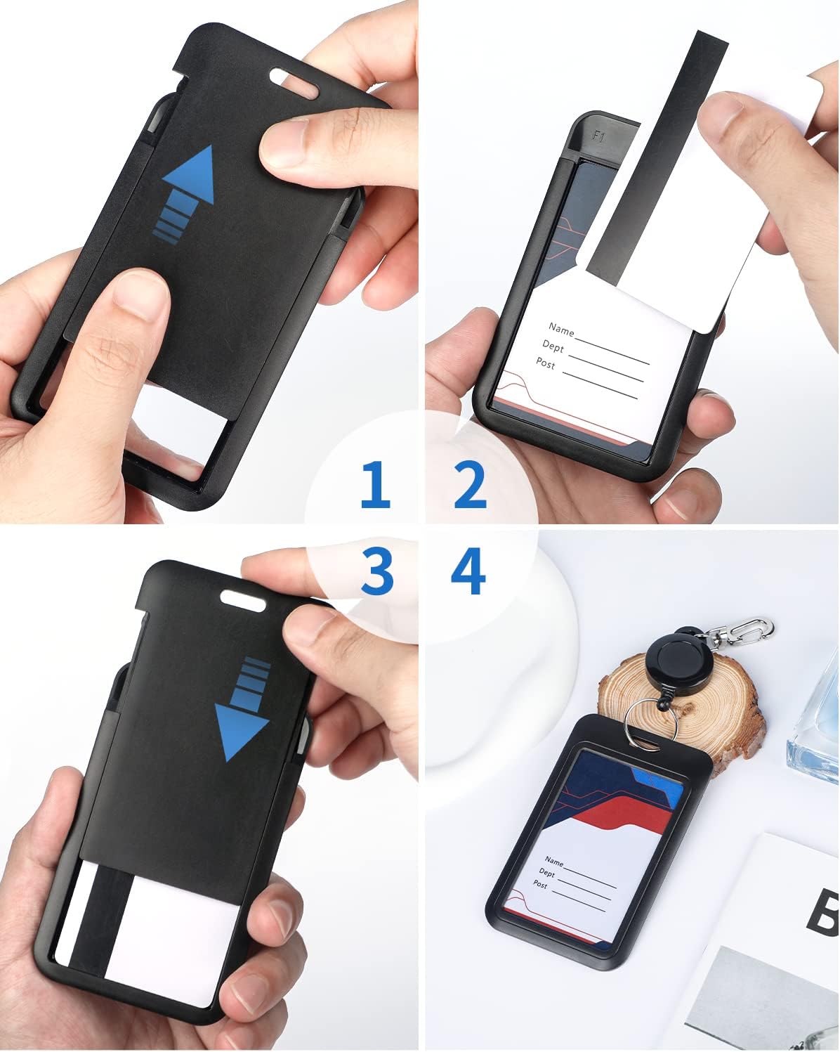 Uniclife 3 Pack Sliding Vertical Badge Holders for Office School IDs - Image 6