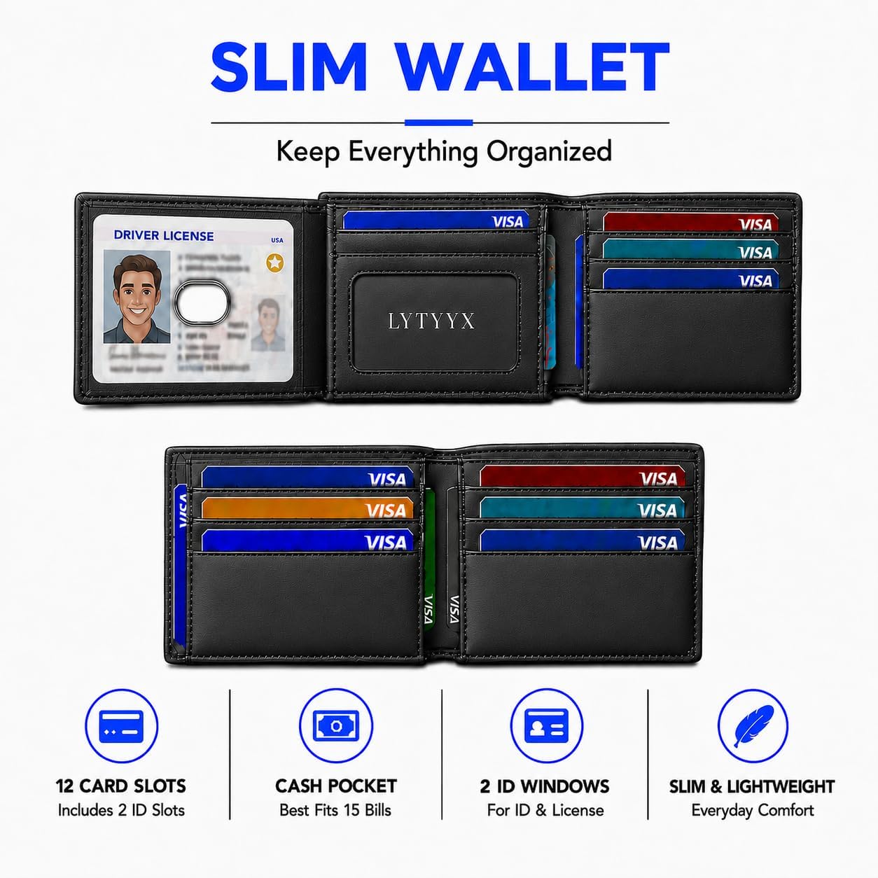 Wallet for Men Slim RFID Blocking Genuine Leather Bifold Mens Wallet - Image 4
